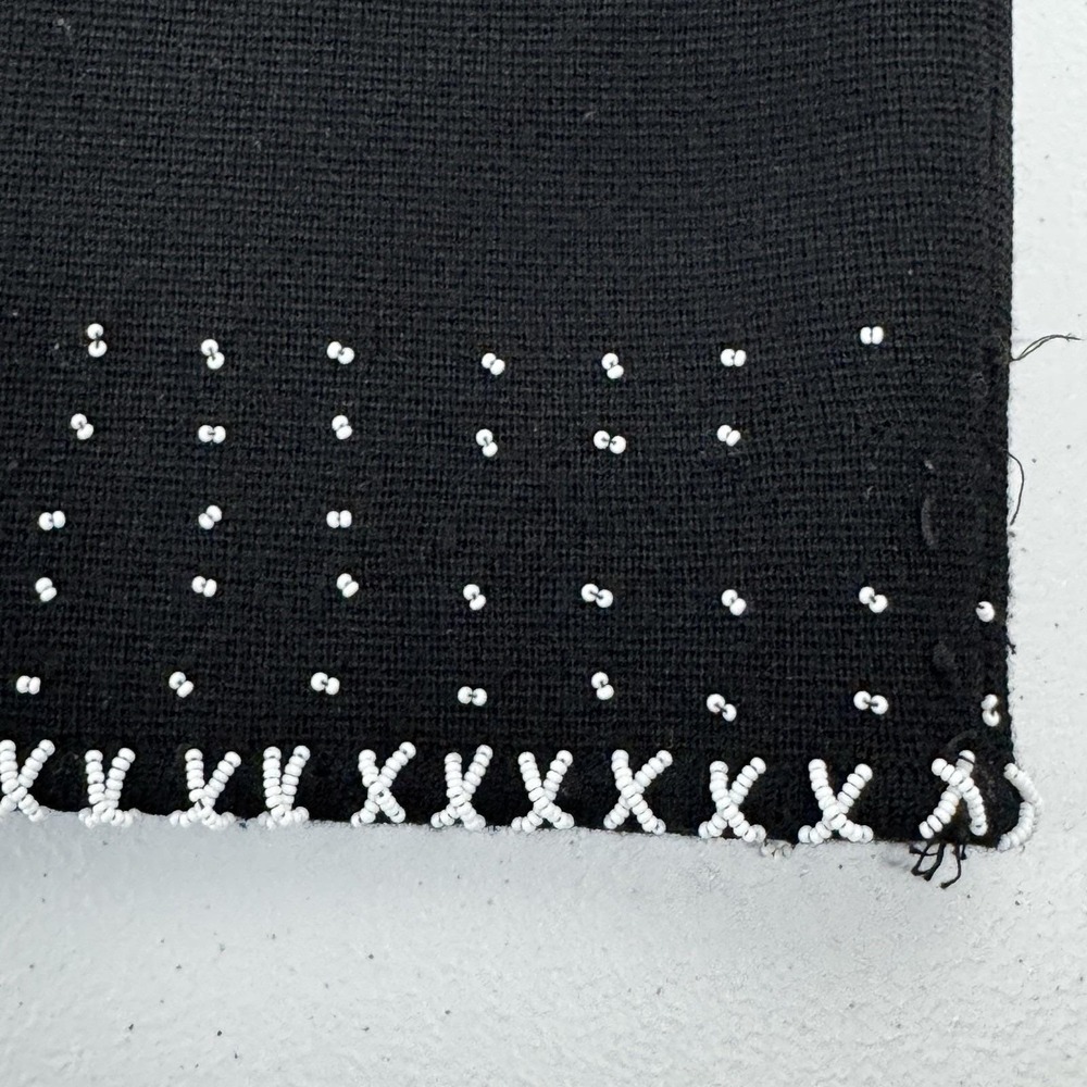 Vtg Palio Beaded Wool Sleeveless Top Black White Lined Back Zip Floral Knit M/L - Picture 11 of 14